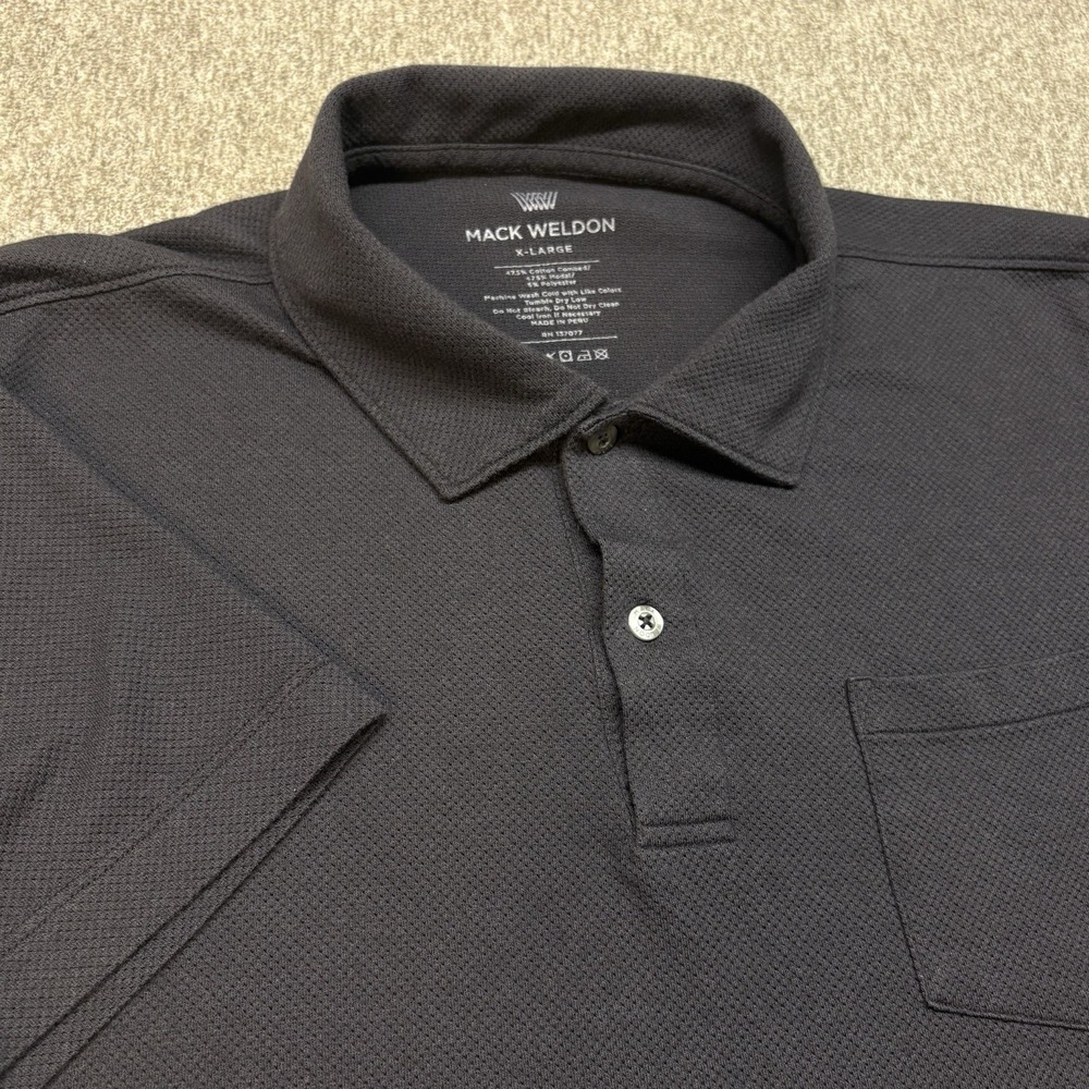 Mack Weldon Airknit Shirt Mens XL‎ Polo Black Vented Short Sleeve Performance